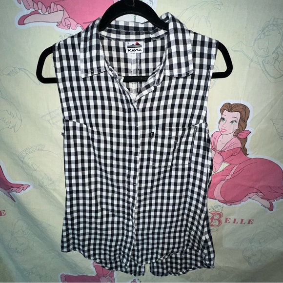 Kavu Women's Black and White Gingham Button Down Shirt - Picture 6 of 10